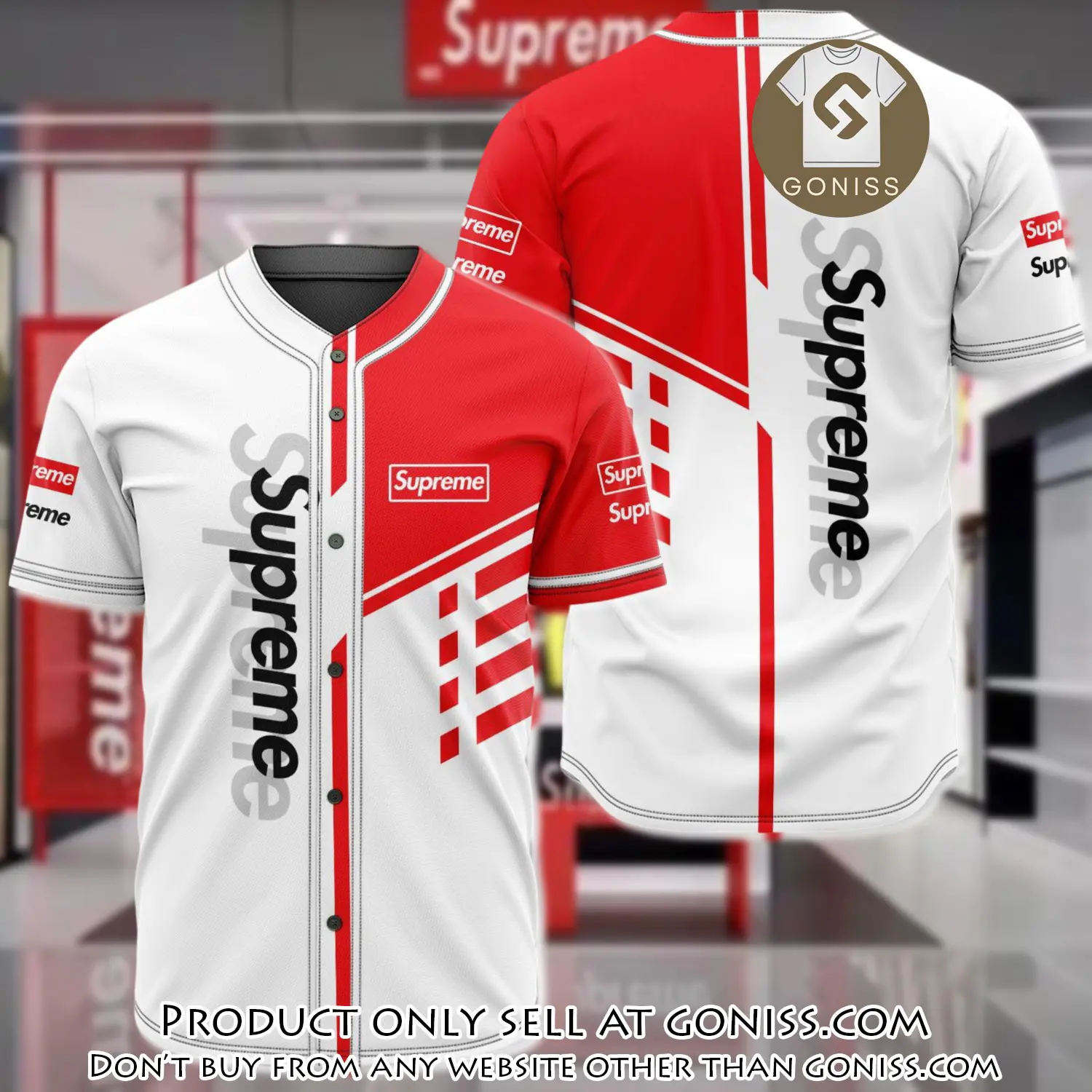 Supreme white baseball jersey shirt luxury bjs1246 gn5231681